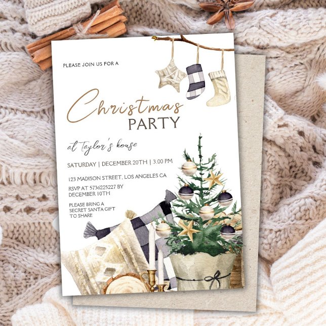 Cosy Watercolor Tree | Christmas Party Invitation (Creator Uploaded)