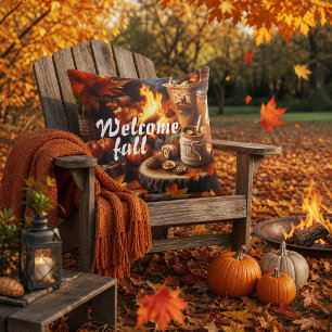 Cosy Welcome Fall Seasonal Outdoor Throw Pillow