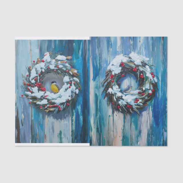 Cosy Welcome, Winter Wreath and Birds Tissue Paper (Front)