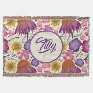 Cosy Wildflower Nursery  Throw Blanket