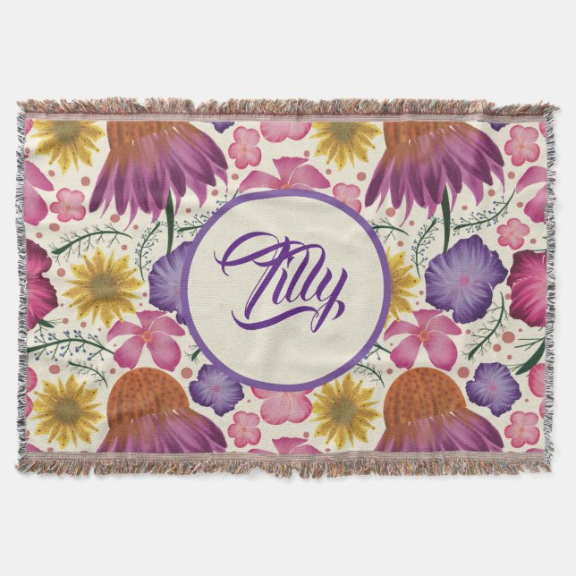 Cosy Wildflower Nursery  Throw Blanket (Front)