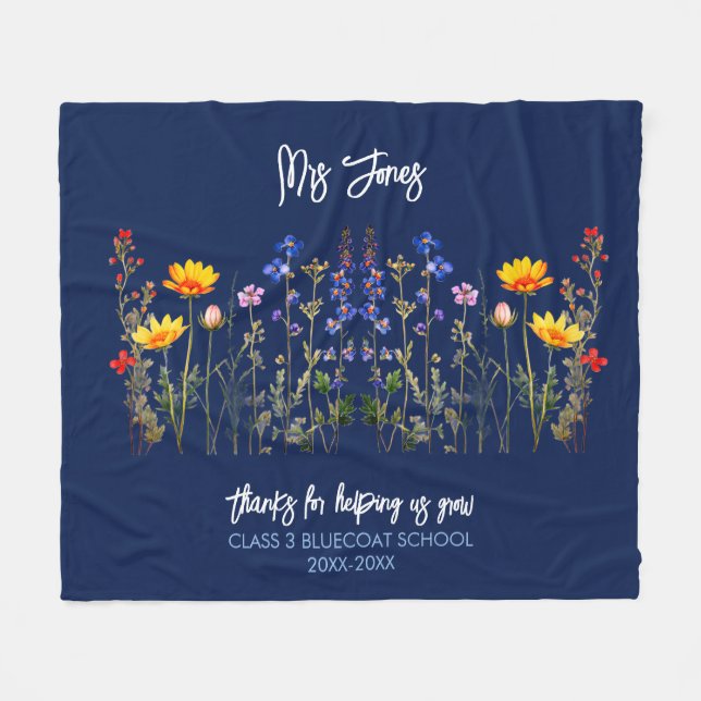 Cosy Wildflower Throw Blanket for Teachers (Front (Horizontal))