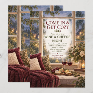 Cosy Wine and Cheese Night Gathering Invitation