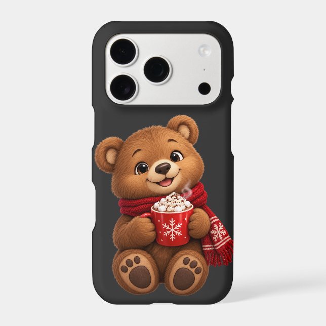 Cosy Winter Bear Hot Cocoa iPhone 17 Pro Case (Back)