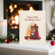 Cosy Winter Bear with Fireplace Christmas Cheer