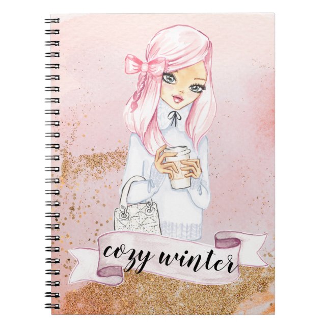 cosy winter blogger girl planner notebook (Front)