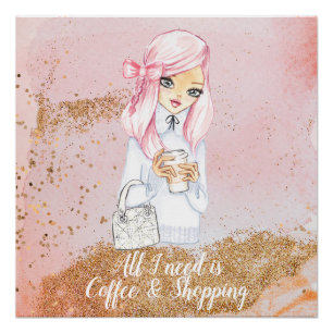 cosy winter blogger girl planner poster print