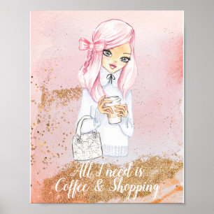 cosy winter blogger girl planner poster print