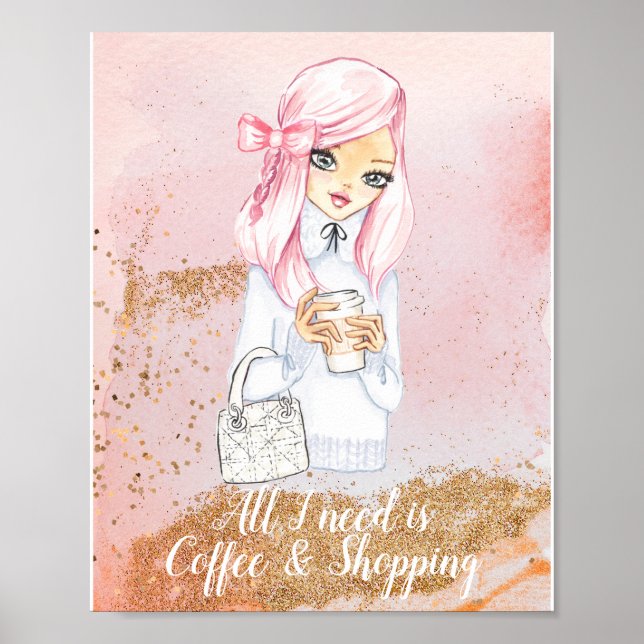 cosy winter blogger girl planner poster print (Front)