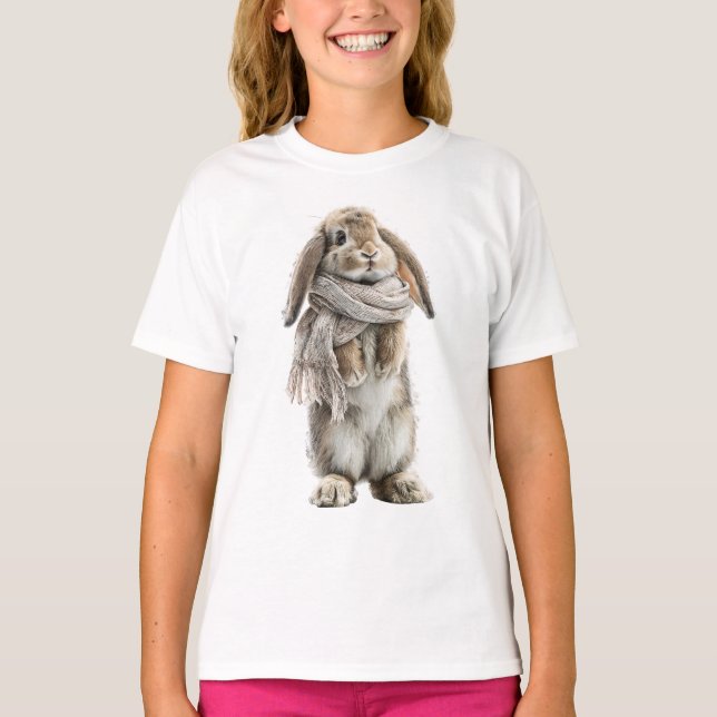Cosy Winter Bunny Kids T-Shirt (Front)
