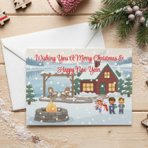 Cosy Winter Cabin and Snowman Family Christmas