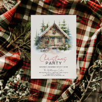 Cosy Winter Cabin Christmas Party Invitation
