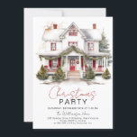 Cosy Winter Cabin Christmas Party Invitation<br><div class="desc">Cosy Winter Home Christmas Party Invitation  - featuring a festive,  watercolor farmhouse all decked out for the holiday season. Christmas Party Invitation features pretty script typography.</div>