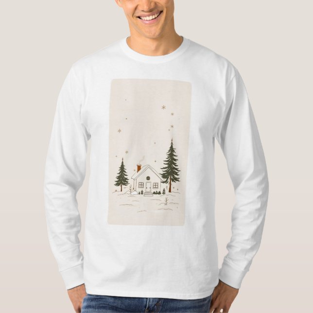 Cosy Winter Cabin Long Sleeve T-Shirt (Front)