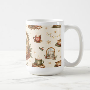 Cosy Winter Cat & Cocoa Cottagecore Mug