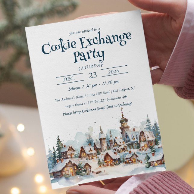 Cosy Winter Christmas Cookie Exchange Party Invitation (Creator Uploaded)