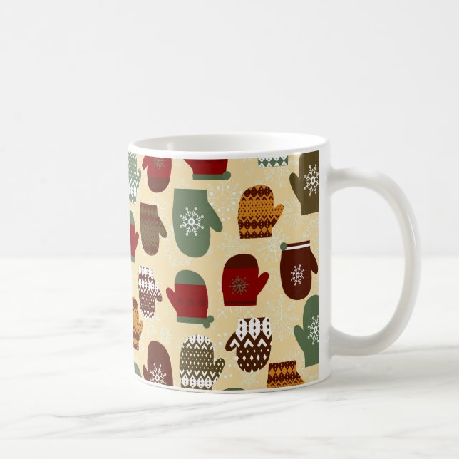 Cosy Winter Christmas Holiday Mittens Coffee Mug (Right)