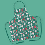 Cosy Winter Christmas Mittens Pattern in Green Apron<br><div class="desc">This novelty pattern design features hand drawn mittens with unique doodled designs on each mitten, perfect for the chilly winter season. Each adorable mitten has snowflakes, hearts, festive stripes, strings and pom poms in knitted style, and are surrounded by snowflake dots. Coloured in a classic Christmas colour palette of deep...</div>