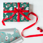 Cosy Winter Christmas Mittens Pattern in Green Wrapping Paper<br><div class="desc">This novelty pattern design features hand drawn mittens with unique doodled designs on each mitten, perfect for the chilly winter season. Each adorable mitten has snowflakes, hearts, festive stripes, strings and pom poms in knitted style, and are surrounded by snowflake dots. Coloured in a classic Christmas colour palette of deep...</div>