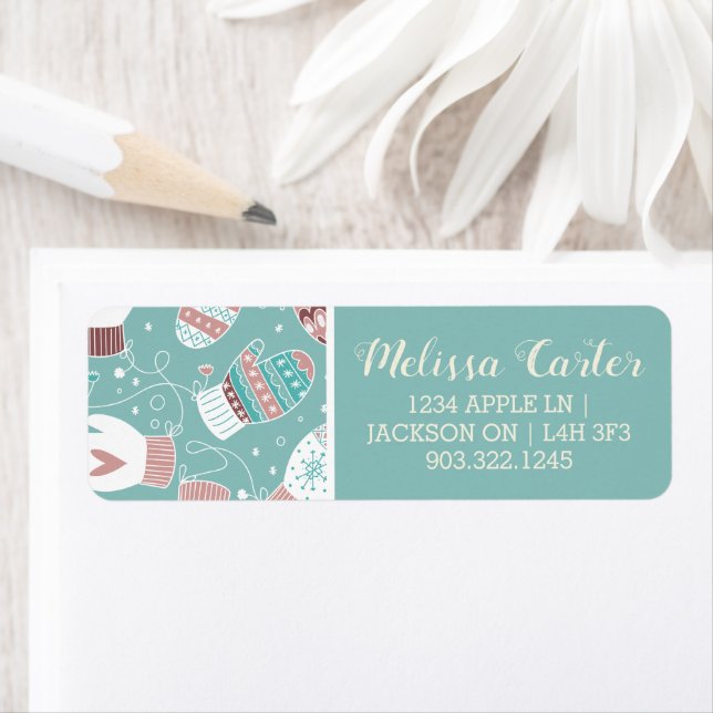 Cosy Winter Christmas Mittens Pattern in Mint (Insitu)