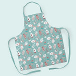 Cosy Winter Christmas Mittens Pattern in Mint Apron<br><div class="desc">This novelty pattern design features hand drawn mittens with unique doodled designs on each mitten, perfect for the chilly winter season. Each adorable mitten has snowflakes, hearts, festive stripes, strings and pom poms in knit pattern style, and are surrounded by snowflake dots. Coloured in a modern Christmas colour palette of...</div>
