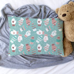 Cosy Winter Christmas Mittens Pattern in Mint Pillowcase<br><div class="desc">This novelty pattern design features hand drawn mittens with unique doodled designs on each mitten, perfect for the chilly winter season. Each adorable mitten has snowflakes, hearts, festive stripes, strings and pom poms in knit pattern style, and are surrounded by snowflake dots. Coloured in a modern Christmas colour palette of...</div>