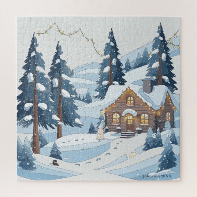 Cosy Winter Christmas Town Jigsaw Puzzle (Vertical)