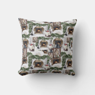Cosy Winter Christmas Watercolor Pattern Cushion