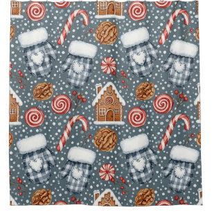 Cosy Winter Christmas with Mittens and Candy Shower Curtain
