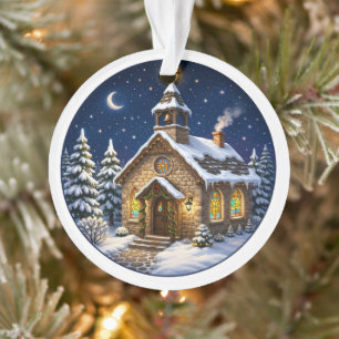 Cosy Winter Church Christmas Ornament