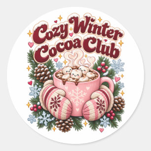 Cosy Winter Cocoa Club Festive Holiday Classic Round Sticker