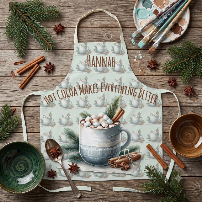 Cosy Winter Cocoa Marshmallow Mug Scene Apron (Cozy Winter Cocoa Marshmallow Mug Scene Apron)