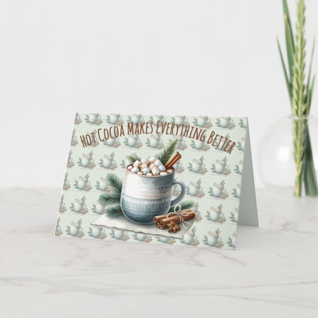 Cosy Winter Cocoa Marshmallow Scene Card (Front)