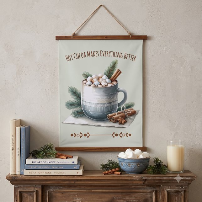 Cosy Winter Cocoa Marshmallow Scene Hanging Tapestry (Cozy Winter Cocoa Marshmallow Scene Hanging Tapestry)