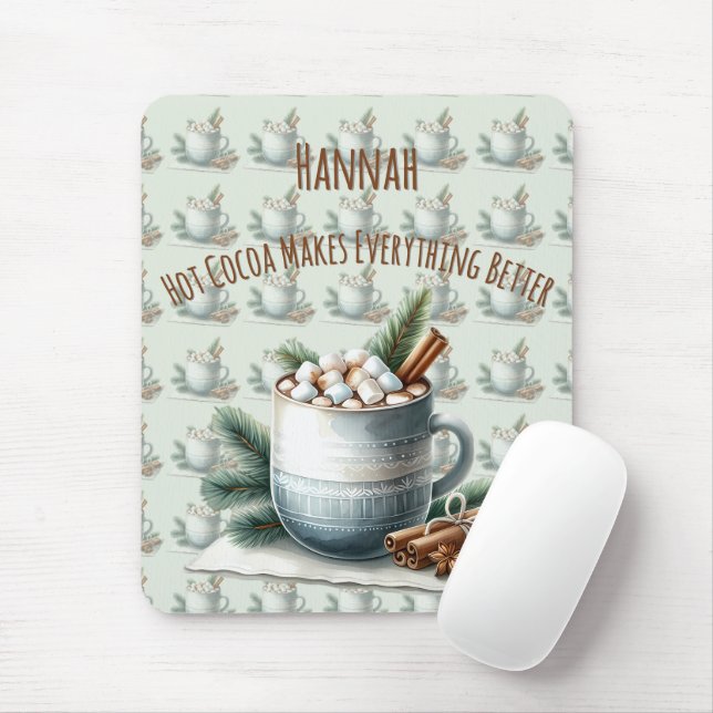 Cosy Winter Cocoa Marshmallow Scene Mouse Pad (With Mouse)
