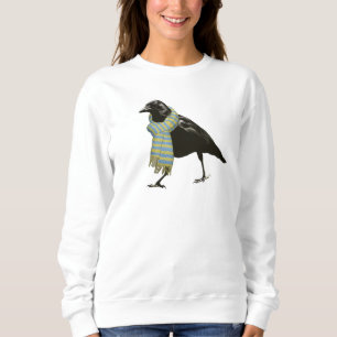 Cosy Winter Crow Black Bird Warm Scarf Cute Raven Sweatshirt