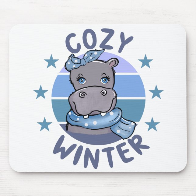 Cosy Winter Cute Animal Mouse Pad (Front)