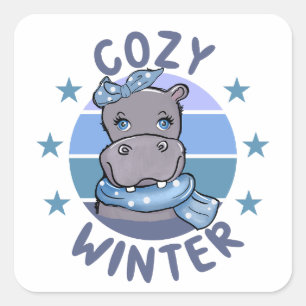 Cosy Winter Cute Animal Square Sticker