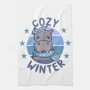 Cosy Winter Cute Animal Tea Towel