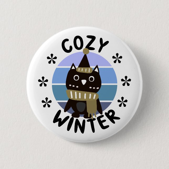 Cosy Winter, Cute Owl 6 Cm Round Badge (Front)