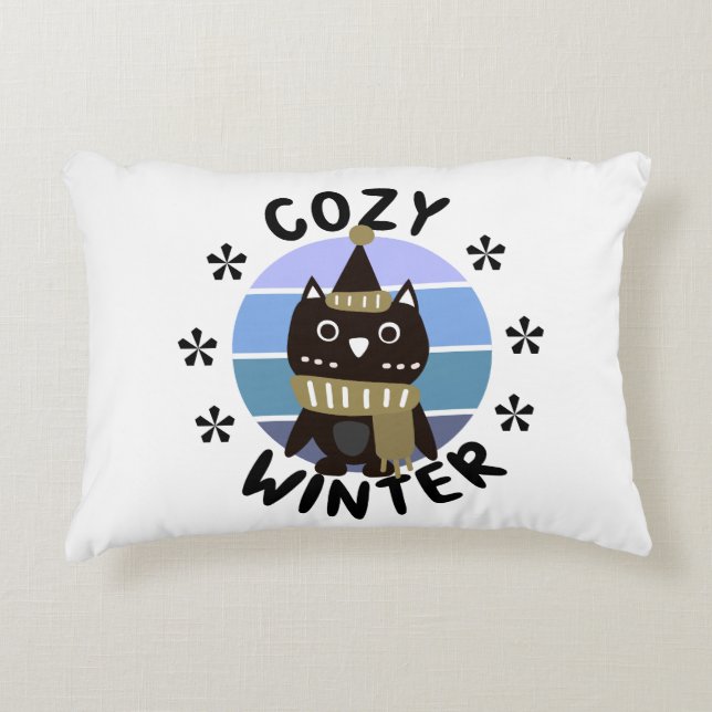 Cosy Winter, Cute Owl Decorative Cushion (Front)
