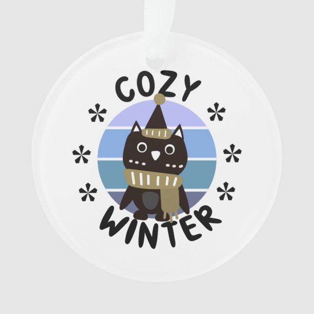 Cosy Winter, Cute Owl Ornament (Front)