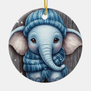 Cosy Winter Elephant Ornament
