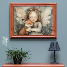 Cosy Winter Fairy & Fox | Whimsical Woodland Art