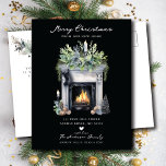 Cosy Winter Fireplace Moving  Announcement Postcard<br><div class="desc">This winter holiday moving announcement features the saying "Merry Christmas from Our New Home" with a beautiful fireplace scene and winter greenery and a hanging stocking. The announcement is perfect for sending to friends and family during the holiday season to let them know about your new address. The front of...</div>