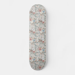 Cosy Winter Floral Pattern Skateboard
