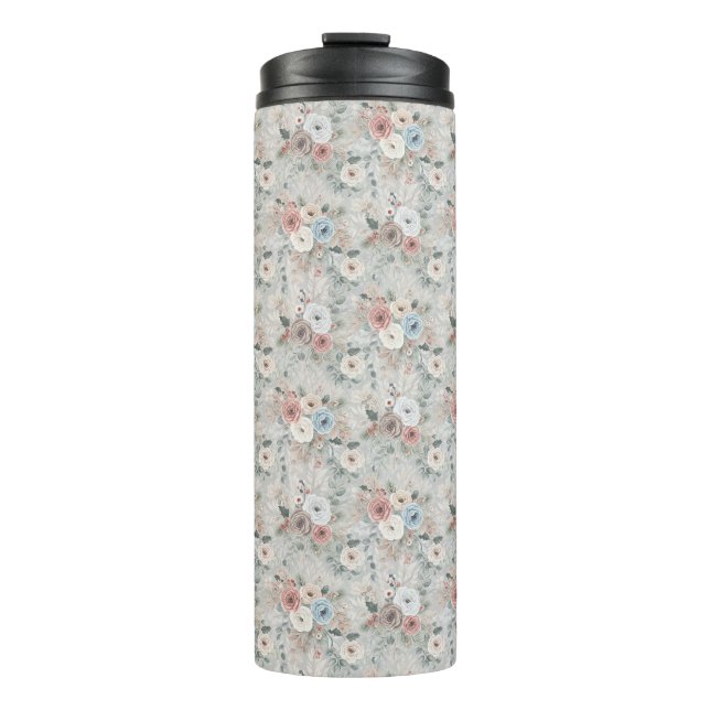Cosy Winter Floral Pattern Thermal Tumbler (Front)