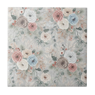 Cosy Winter Floral Pattern Tile