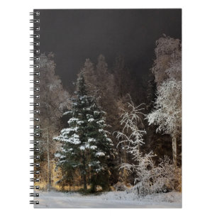 Cosy Winter Forest Night Scene Notebook