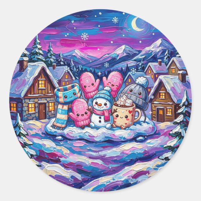 Cosy Winter Friends Sticker (Front)